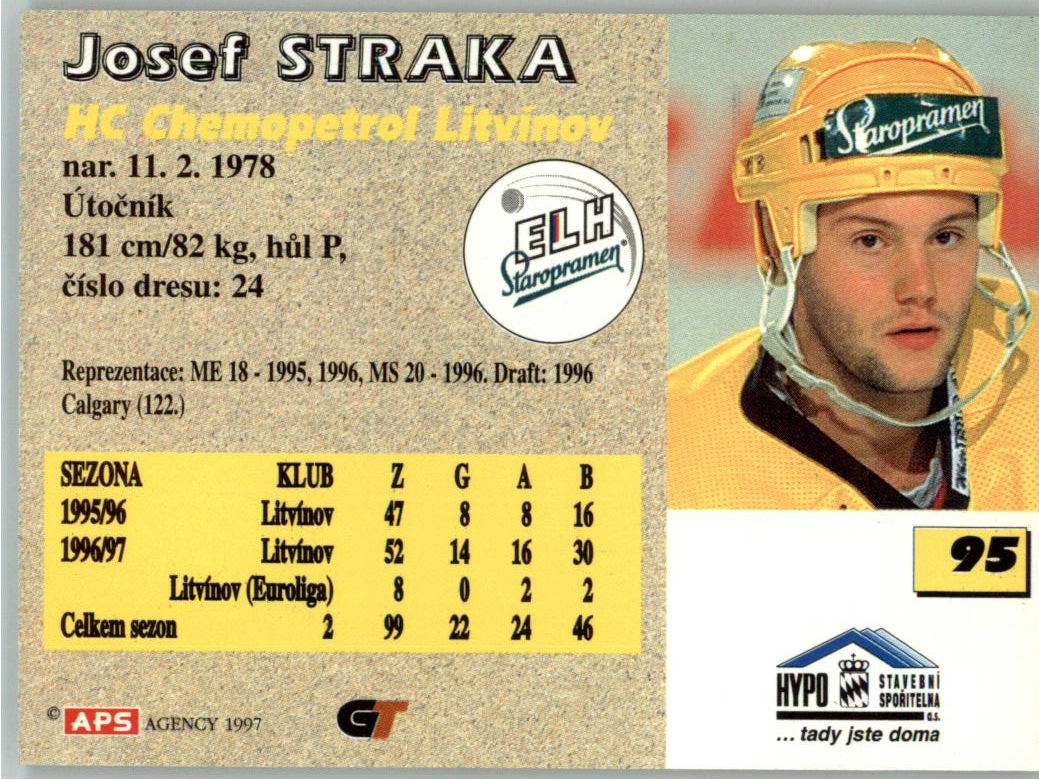 Josef Straka APS 97/98 hokejová karta #95