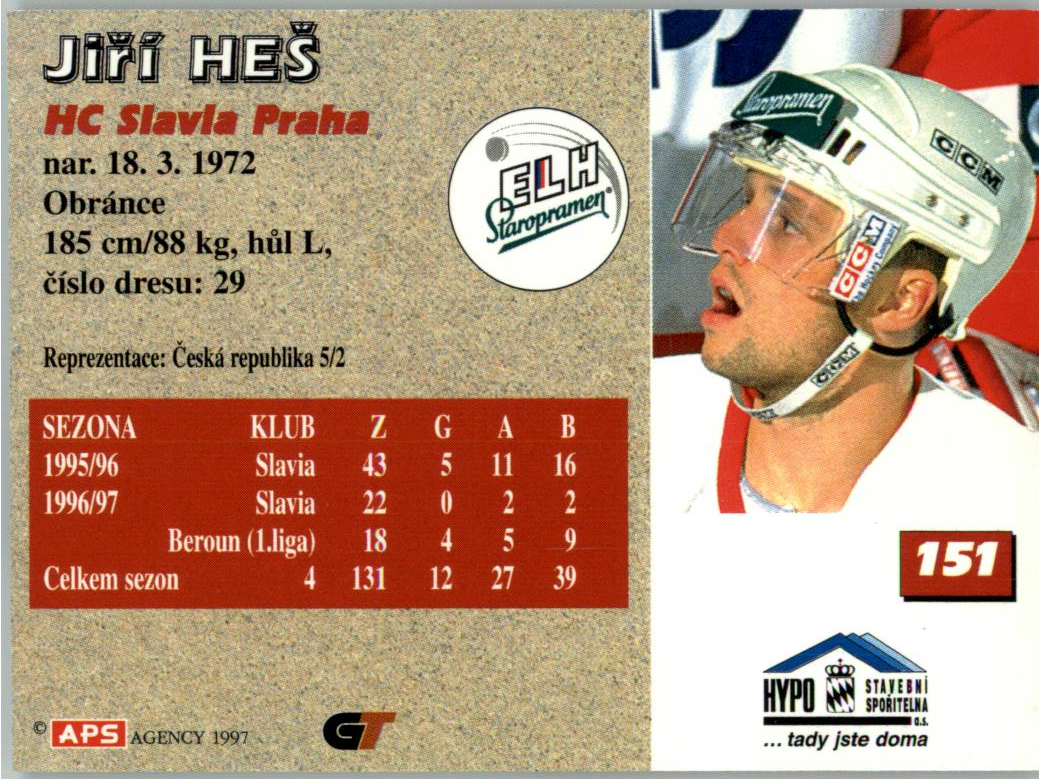 Jiří Heš APS 97/98 hokejová karta #151