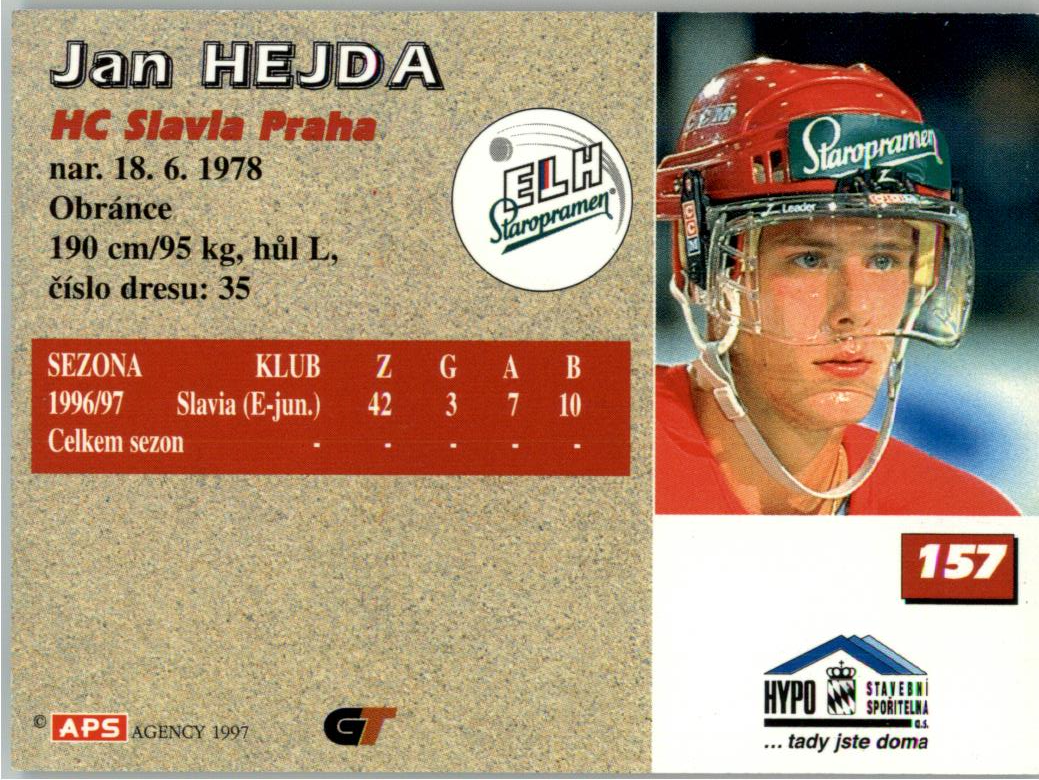 Jan Hejda APS 97/98 hokejová karta #157