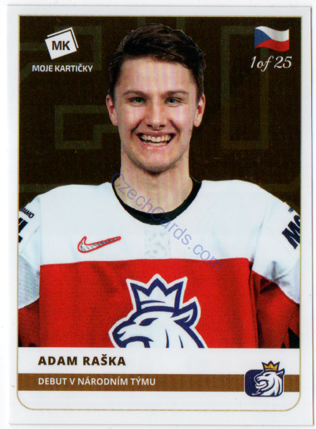 Adam Raška MK 2020 Stick With Czech Hockey Sticker GOLD 1 of 25 #20
